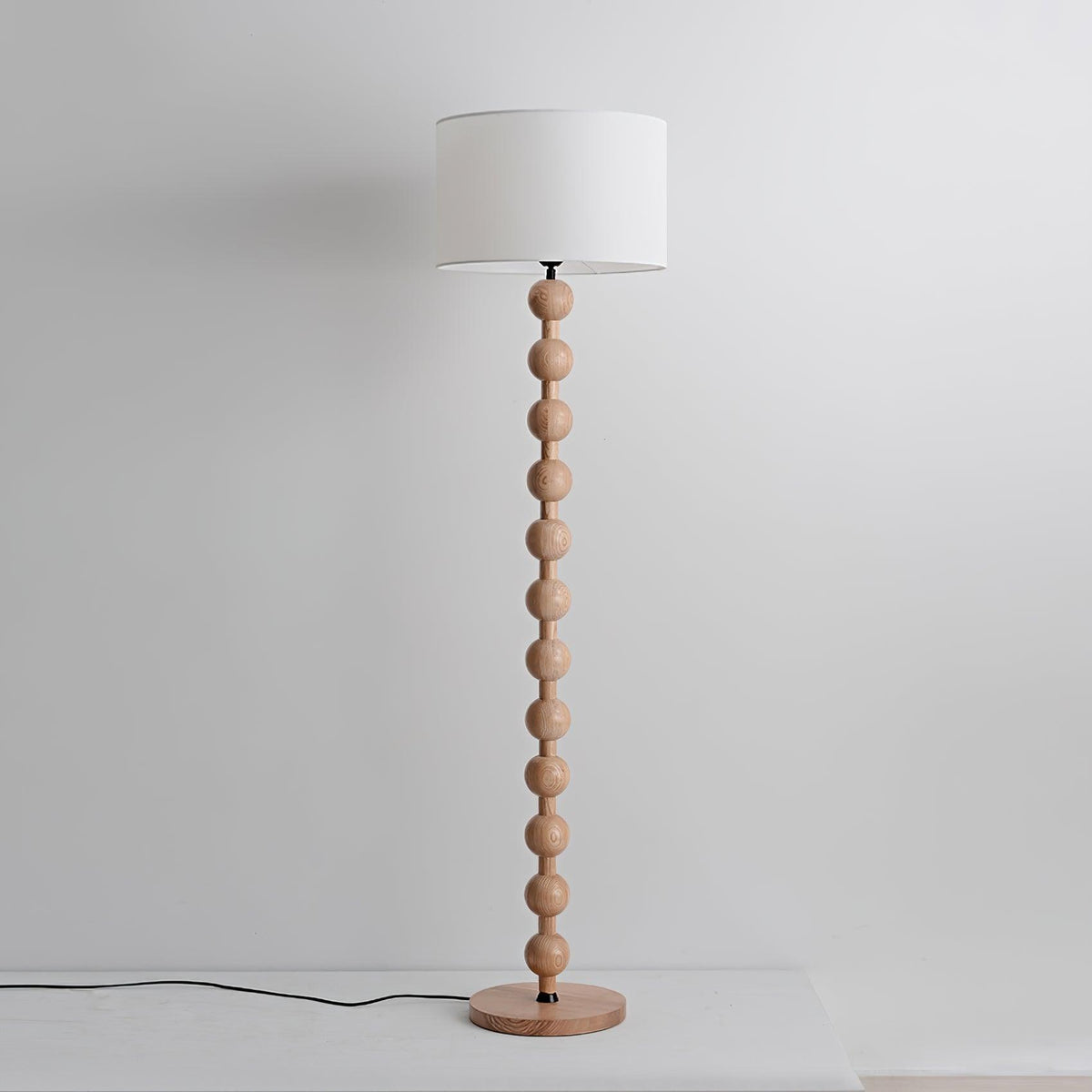 Lampadaire haut avec abat-jour blanc, 160 cm, base en bois naturel, éclairage d'appoint à intensité variable pour chambre, salon, coin lecture, décoration moderne