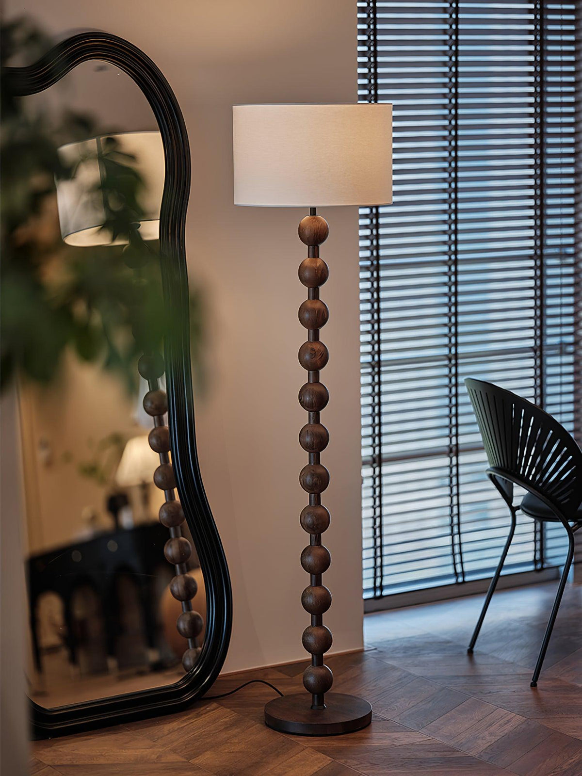 Lampadaire haut avec abat-jour blanc, 160 cm, base en bois naturel, éclairage d'appoint à intensité variable pour chambre, salon, coin lecture, décoration moderne