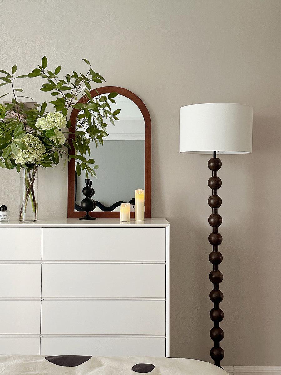 Lampadaire haut avec abat-jour blanc, 160 cm, base en bois naturel, éclairage d'appoint à intensité variable pour chambre, salon, coin lecture, décoration moderne
