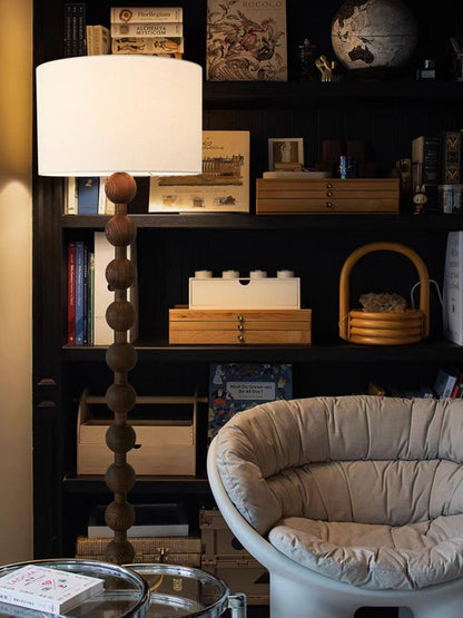 Lampadaire haut avec abat-jour blanc, 160 cm, base en bois naturel, éclairage d'appoint à intensité variable pour chambre, salon, coin lecture, décoration moderne