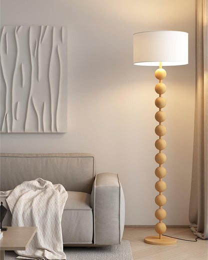 Lampadaire haut avec abat-jour blanc, 160 cm, base en bois naturel, éclairage d'appoint à intensité variable pour chambre, salon, coin lecture, décoration moderne
