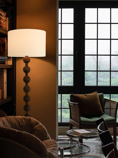 Lampadaire haut avec abat-jour blanc, 160 cm, base en bois naturel, éclairage d'appoint à intensité variable pour chambre, salon, coin lecture, décoration moderne