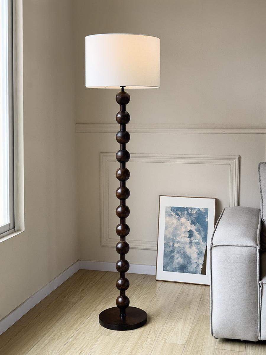 Lampadaire haut avec abat-jour blanc, 160 cm, base en bois naturel, éclairage d'appoint à intensité variable pour chambre, salon, coin lecture, décoration moderne