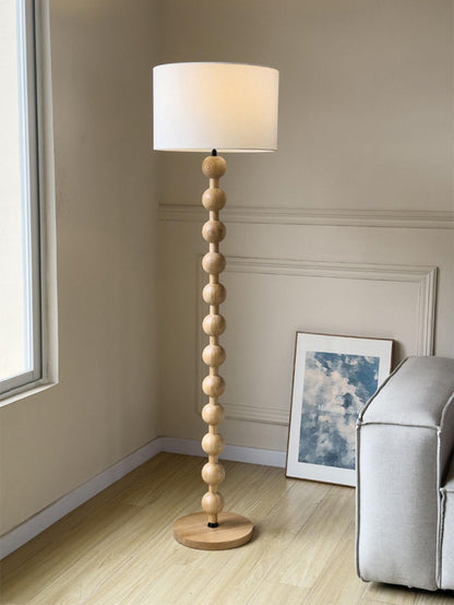 Lampadaire haut avec abat-jour blanc, 160 cm, base en bois naturel, éclairage d'appoint à intensité variable pour chambre, salon, coin lecture, décoration moderne