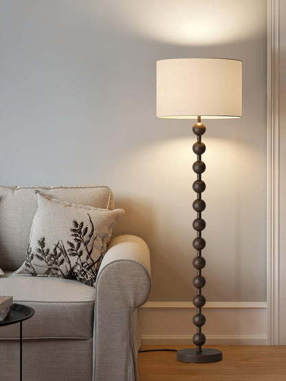 Lampadaire haut avec abat-jour blanc, 160 cm, base en bois naturel, éclairage d'appoint à intensité variable pour chambre, salon, coin lecture, décoration moderne