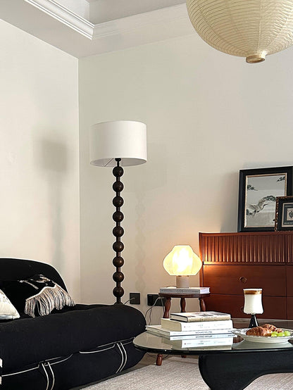 Lampadaire haut avec abat-jour blanc, 160 cm, base en bois naturel, éclairage d'appoint à intensité variable pour chambre, salon, coin lecture, décoration moderne