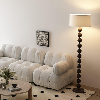Lampadaire haut avec abat-jour blanc, 160 cm, base en bois naturel, éclairage d'appoint à intensité variable pour chambre, salon, coin lecture, décoration moderne