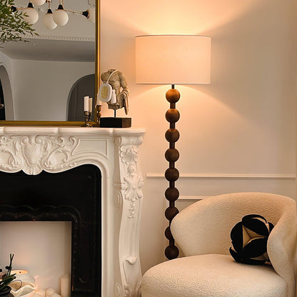 Lampadaire haut avec abat-jour blanc, 160 cm, base en bois naturel, éclairage d'appoint à intensité variable pour chambre, salon, coin lecture, décoration moderne
