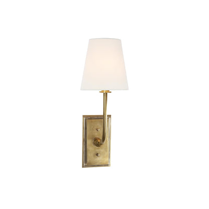 Fabric Shade Sconce Light with Brass Arm for Bedroom Reading & Hallway Accent | E12 Socket, Warm Ambient Glow, Space-Saving Install