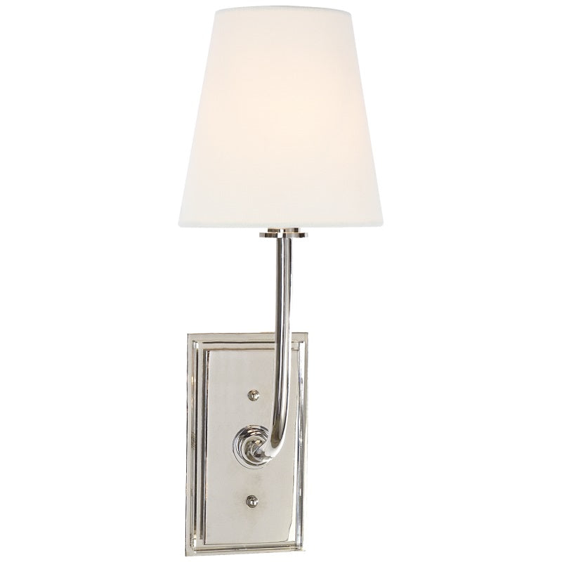 Fabric Shade Sconce Light with Brass Arm for Bedroom Reading & Hallway Accent | E12 Socket, Warm Ambient Glow, Space-Saving Install