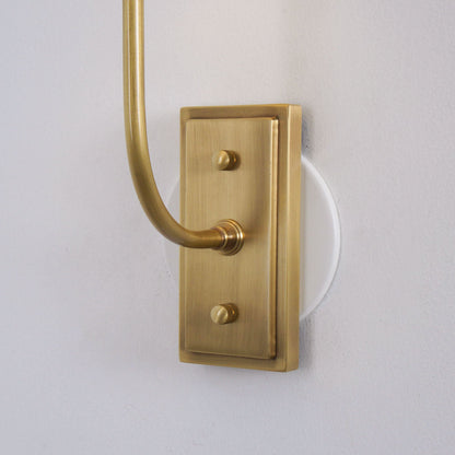 Fabric Shade Sconce Light with Brass Arm for Bedroom Reading & Hallway Accent | E12 Socket, Warm Ambient Glow, Space-Saving Install