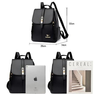 Convertible Leather Backpack Purse for Women — Multi-Pocket Daypack with Adjustable Straps for Travel, Work & Daily Essentials
