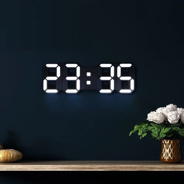 3D LED Digital Wall Clock with Adjustable Brightness | Modern Minimalist Display for Living Room, Bedroom & Office | USB Powered Time Piece