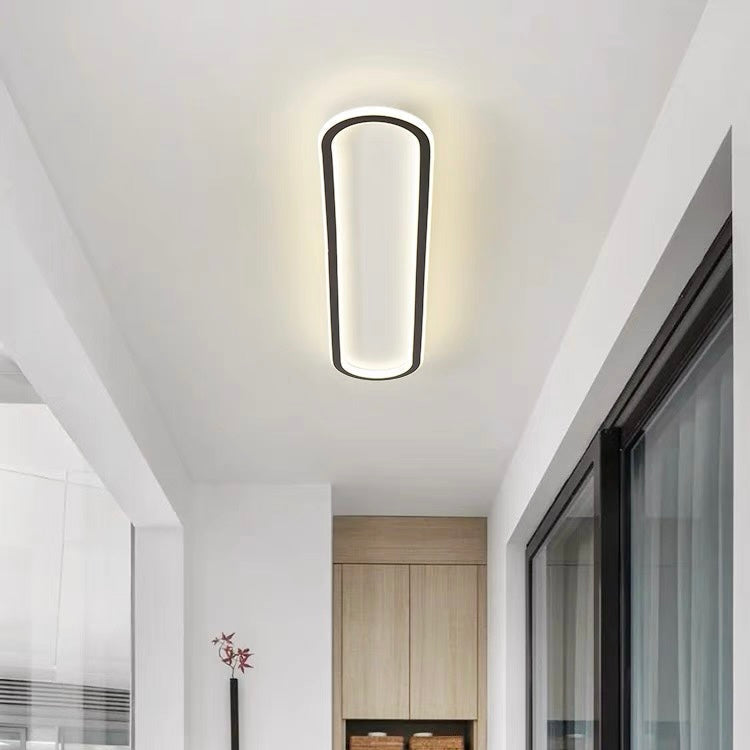 Plafonnier LED encastré ovale extra-plat noir et blanc pour chambre, couloir, entrée, foyer, éclairage contemporain, moderne et minimaliste