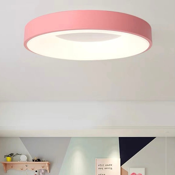 Round Flush Mount LED Fixture Iron Acrylic Low Profile for Bedroom Hallway Living Room Kitchen Dining Room Modern Minimalist Slim Design