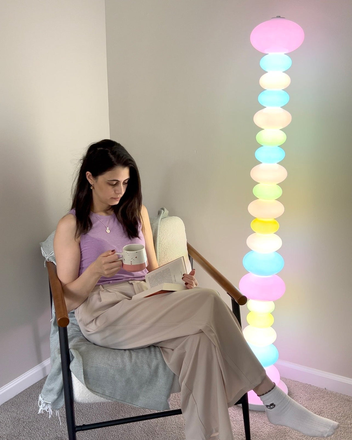 Translucent Acrylic Tower Light 63 Inches Tall Modern Statement Piece for Bedrooms Lounges Hallways Offices