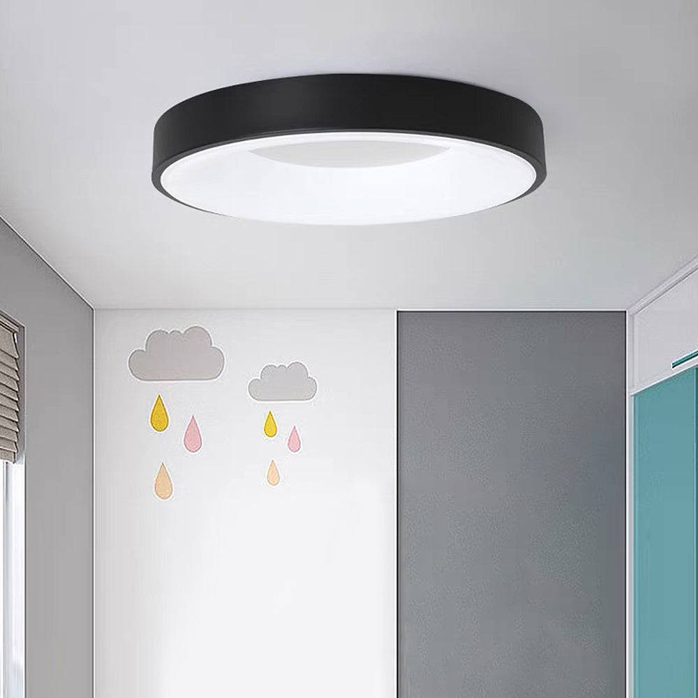 Plafonnier LED rond pour chambre et couloir – Disque ultra-plat en fer et acrylique – Options à intensité variable pour salon et entrée