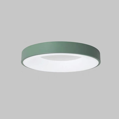 Round Flush Mount LED Fixture Iron Acrylic Low Profile for Bedroom Hallway Living Room Kitchen Dining Room Modern Minimalist Slim Design