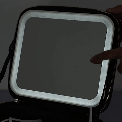 AURAMIR – Trousse de maquillage portable avec miroir LED et luminosité réglable pour le voyage et l’usage quotidien