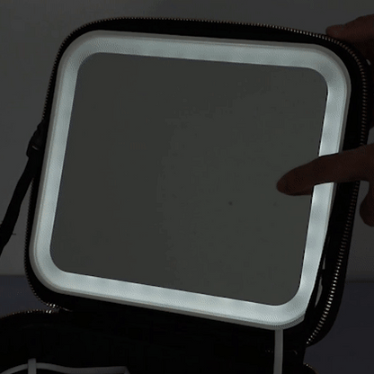 AURAMIR – Trousse de maquillage portable avec miroir LED et luminosité réglable pour le voyage et l’usage quotidien