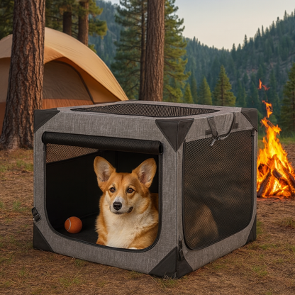 Travel Haven | Grande cage pour chien en tissu résistant aux morsures et aérée | Conception légère pour le confort et la sécurité