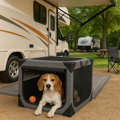 Travel Haven | Grande cage pour chien en tissu résistant aux morsures et aérée | Conception légère pour le confort et la sécurité