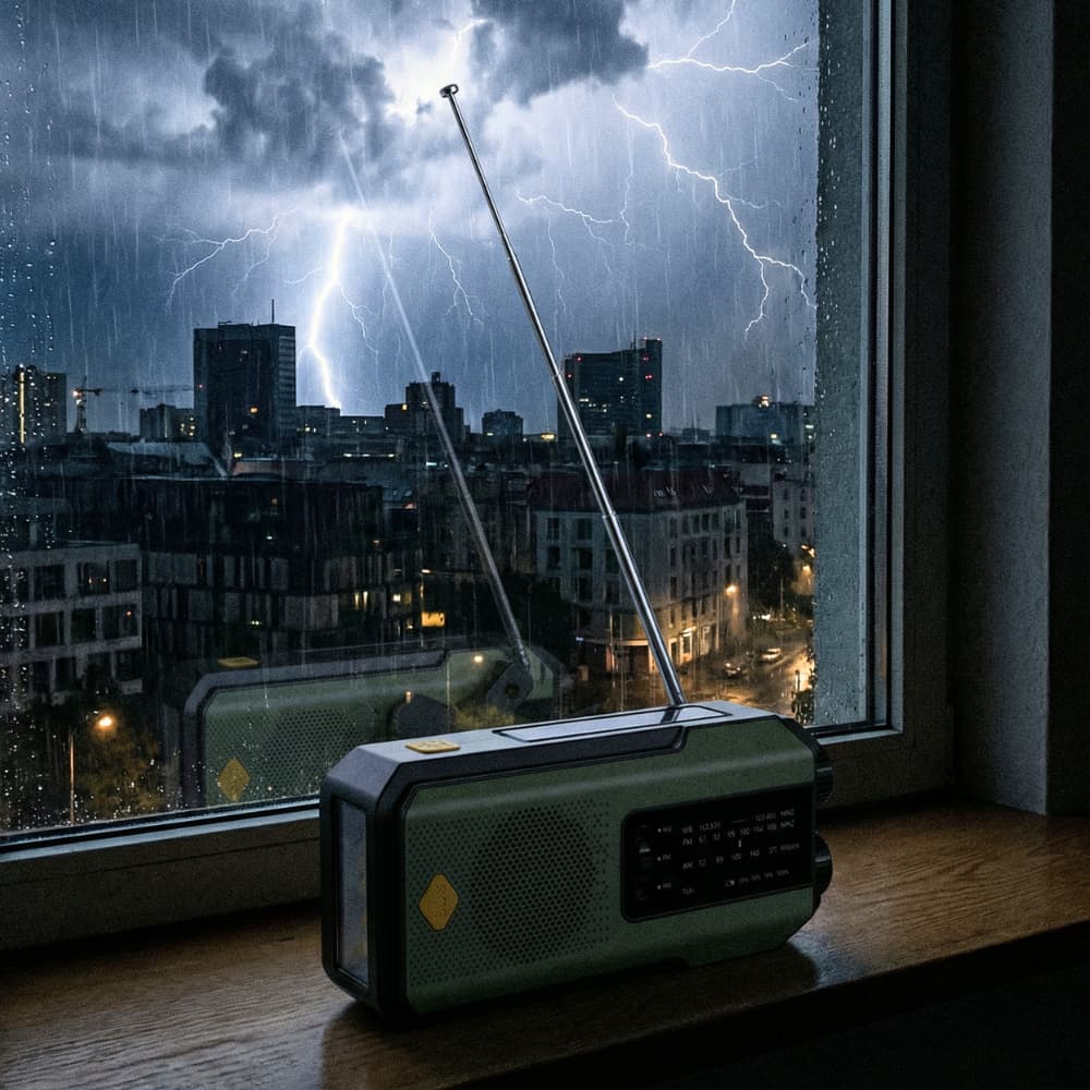 Radio d'urgence portable à énergie solaire avec lampe de poche