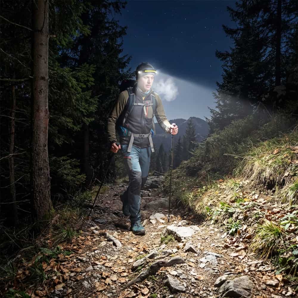Lampe frontale LED rechargeable lumineuse, lampe de poche mains libres