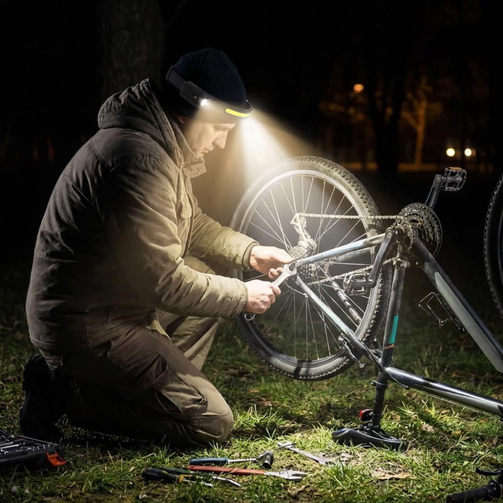 Lampe frontale LED rechargeable lumineuse, lampe de poche mains libres