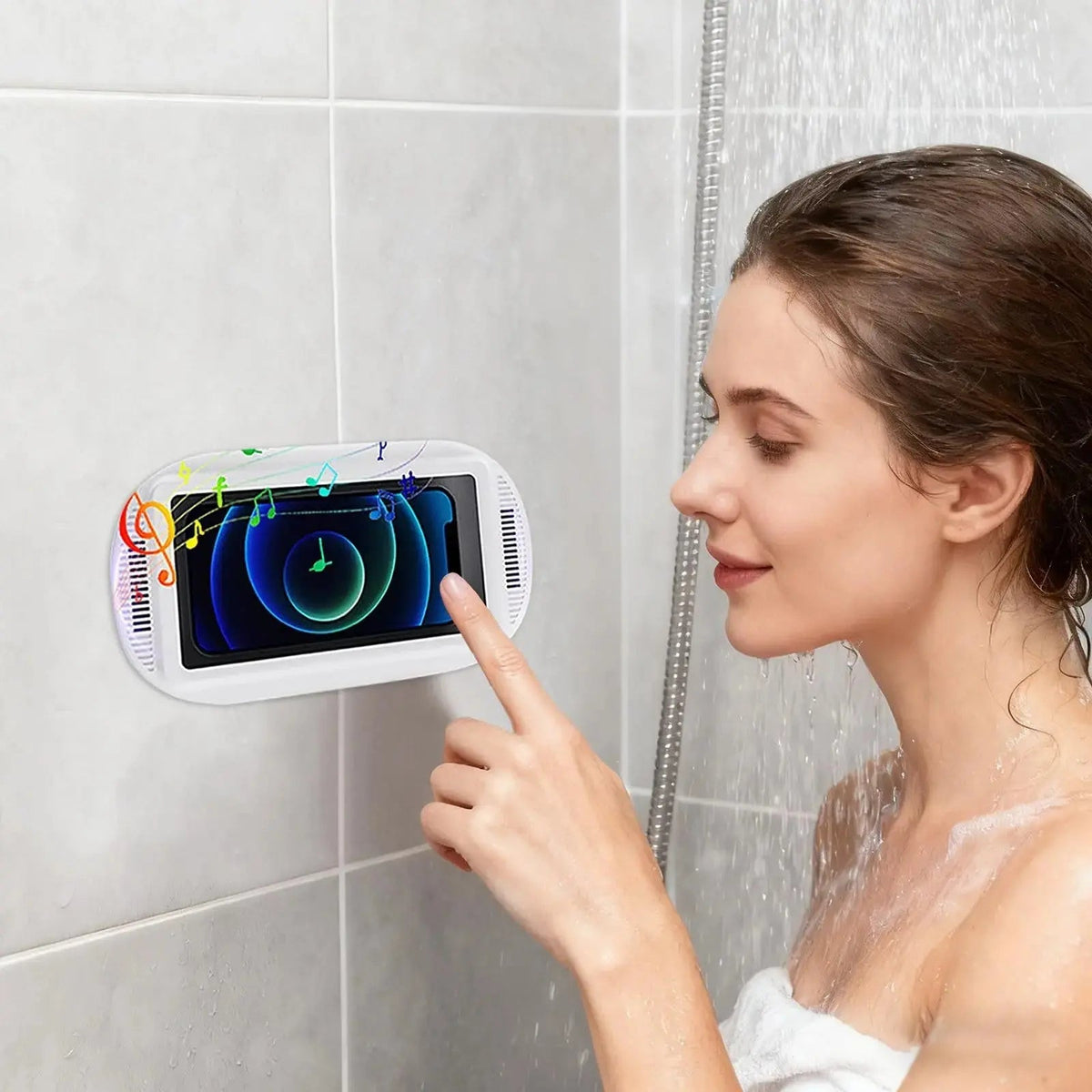 Wall-Mount Rotating Waterproof Phone Case for Shower & Bathroom with Touch Screen Access