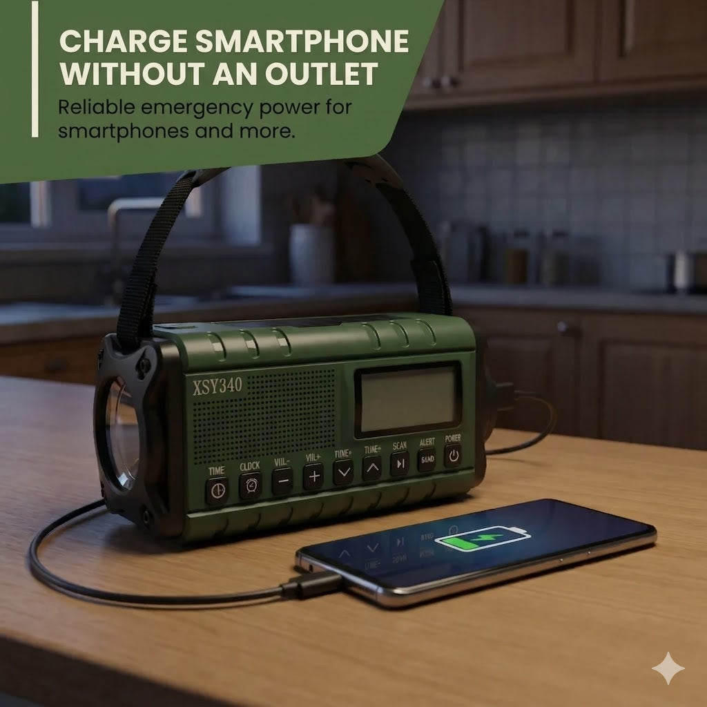 Radio d'urgence solaire portable
