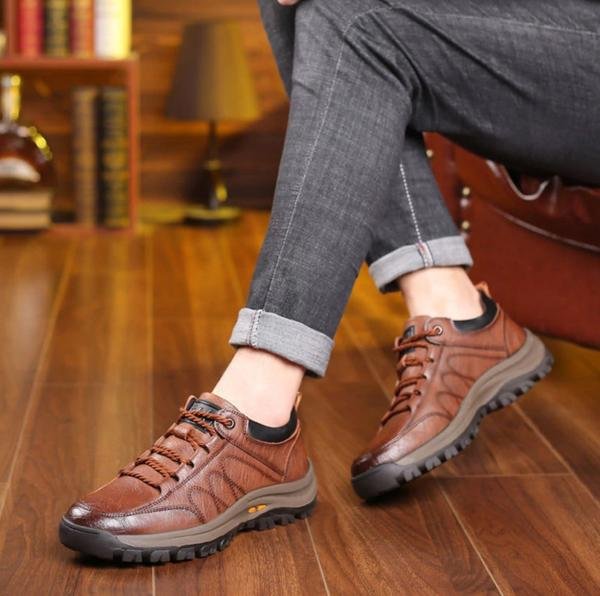 Chaussures confortables à enfiler en cuir pour hommes avec soutien orthopédique
