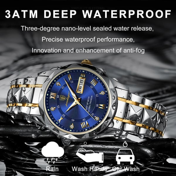 Montre à quartz pour hommes de qualité supérieure, boîtier en acier inoxydable