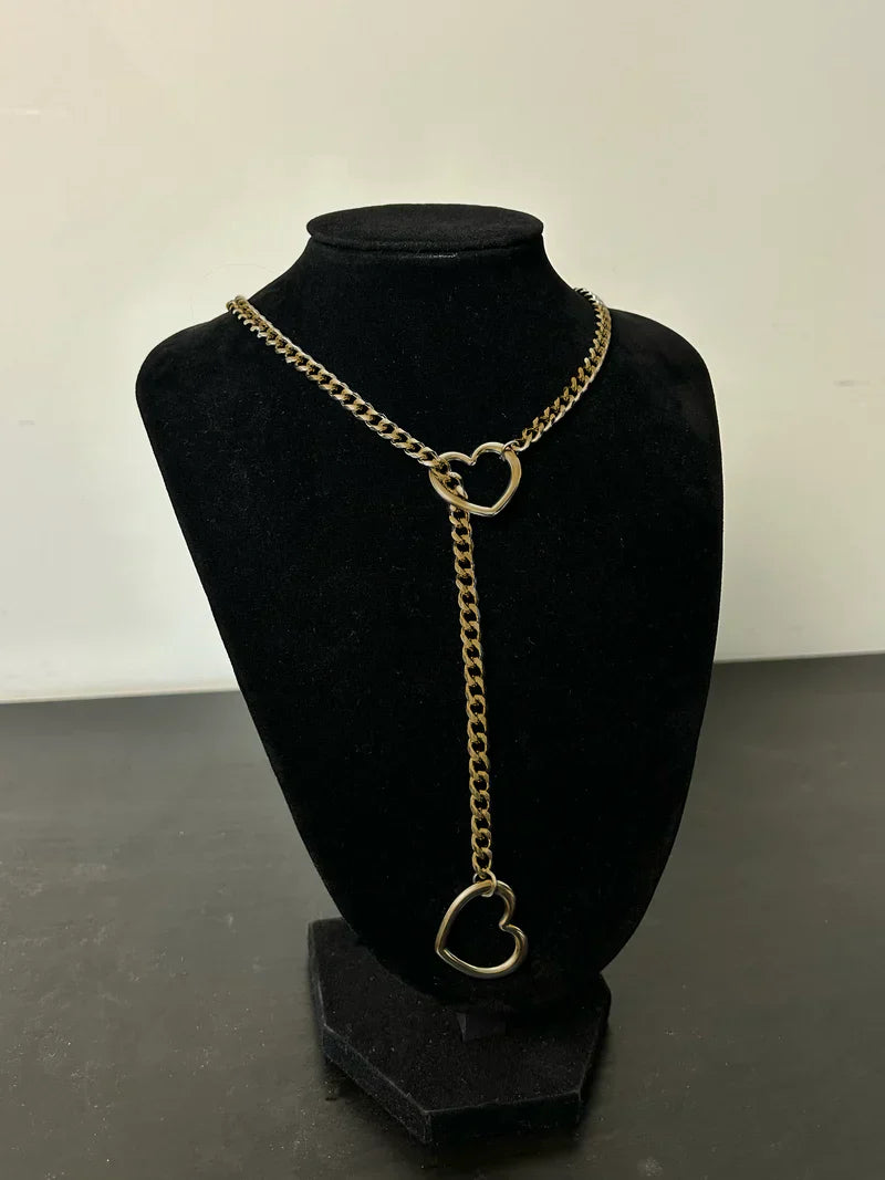 Stainless Steel Heart Pendant Necklace Cuban Link Chain Unisex Jewelry Silver Gold Black for Men Women Everyday Wear
