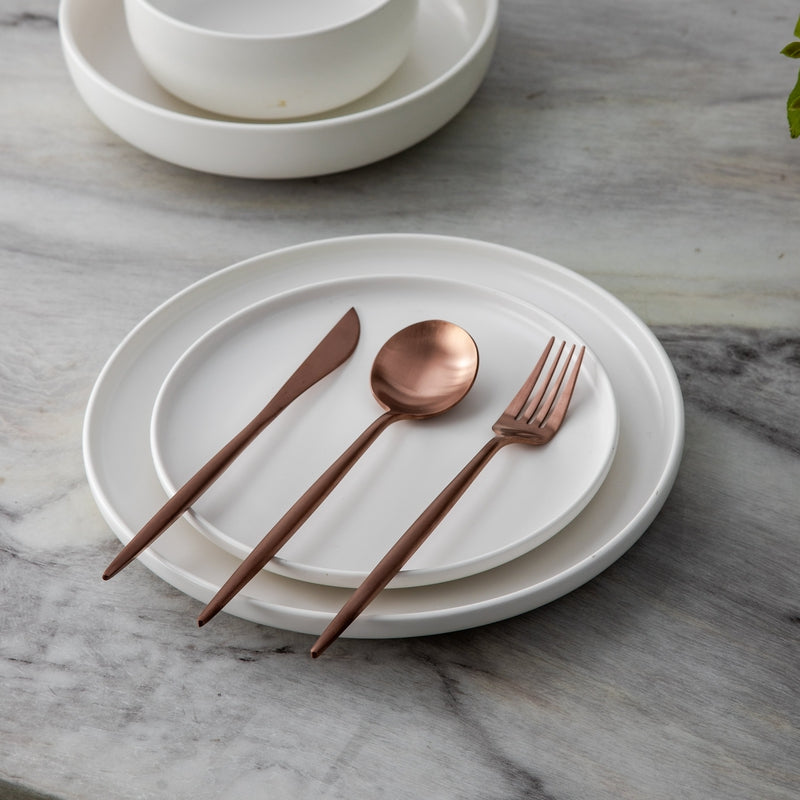 Set de couverts en acier inoxydable recouvert de titane – Service de table haut de gamme 18/10 pour les repas du quotidien et les grandes occasions