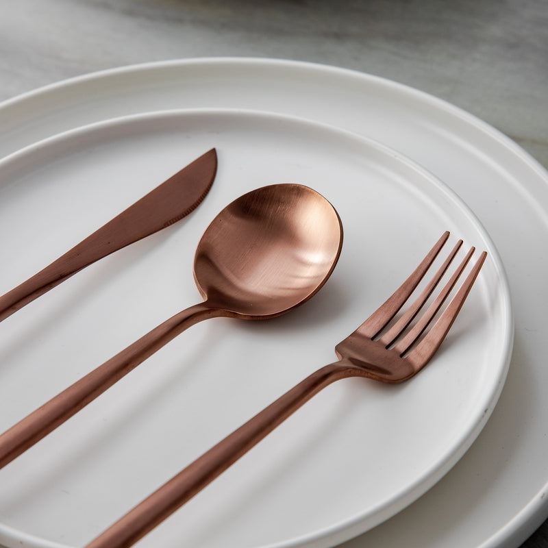 Set de couverts en acier inoxydable recouvert de titane – Service de table haut de gamme 18/10 pour les repas du quotidien et les grandes occasions