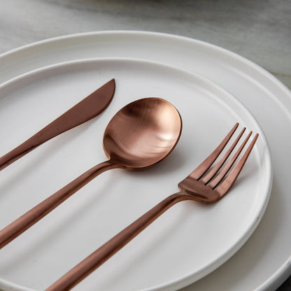 Set de couverts en acier inoxydable recouvert de titane – Service de table haut de gamme 18/10 pour les repas du quotidien et les grandes occasions