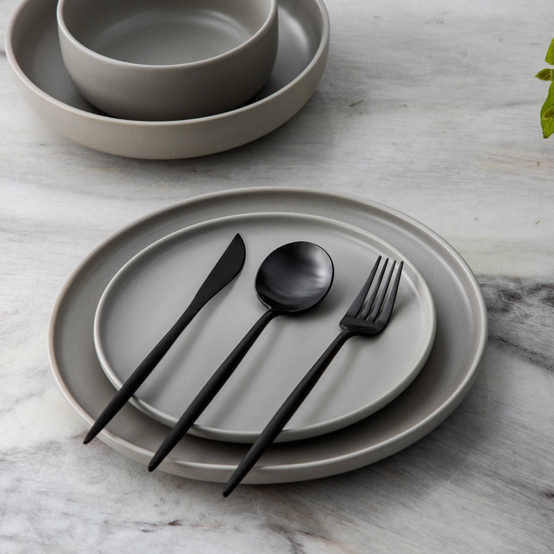 Set de couverts en acier inoxydable recouvert de titane – Service de table haut de gamme 18/10 pour les repas du quotidien et les grandes occasions