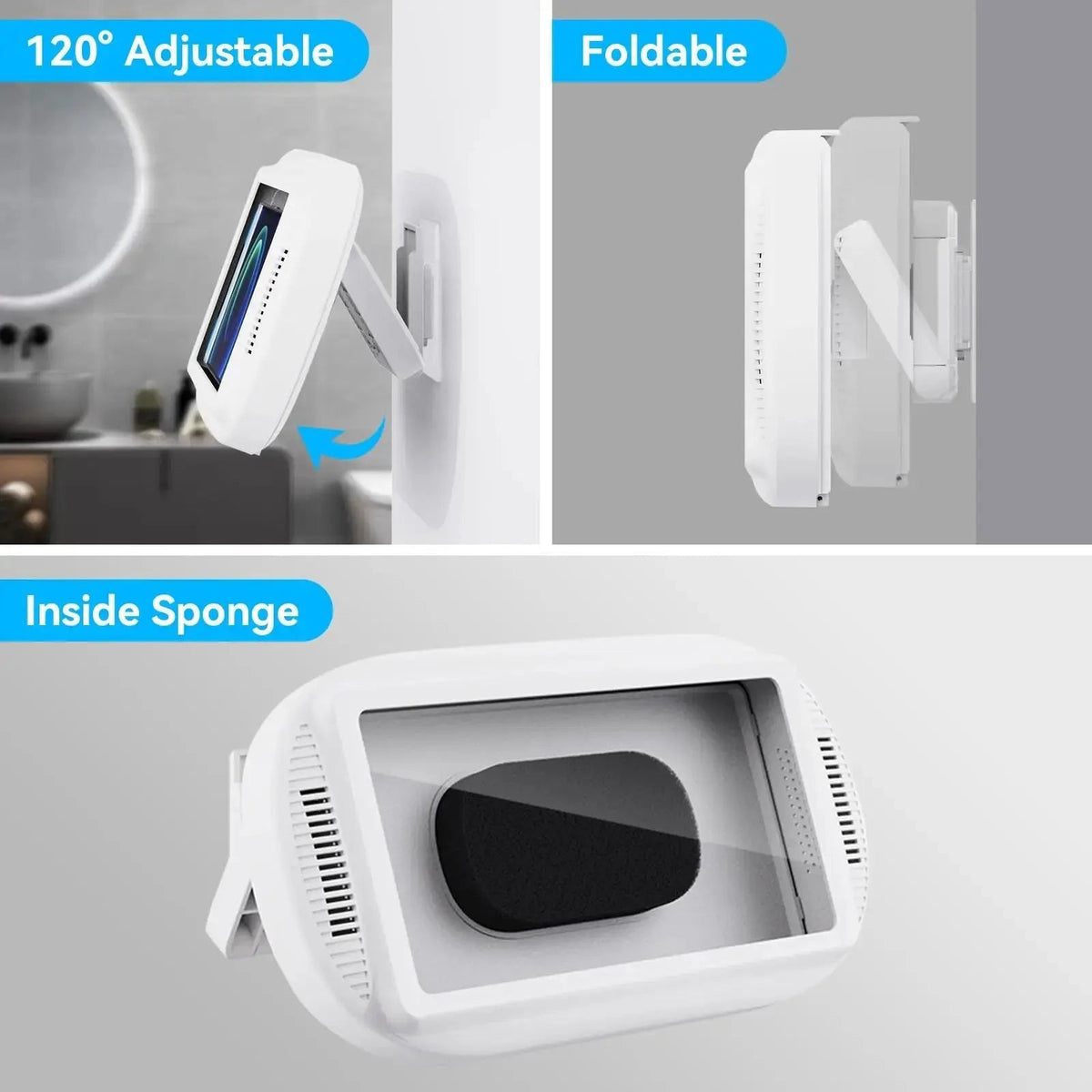 Wall-Mount Rotating Waterproof Phone Case for Shower & Bathroom with Touch Screen Access