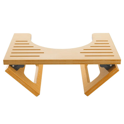 Collapsible Bathroom Footstool with Non-Slip Base – Space-Saving Bamboo Step Riser for Optimal Posture & Comfort