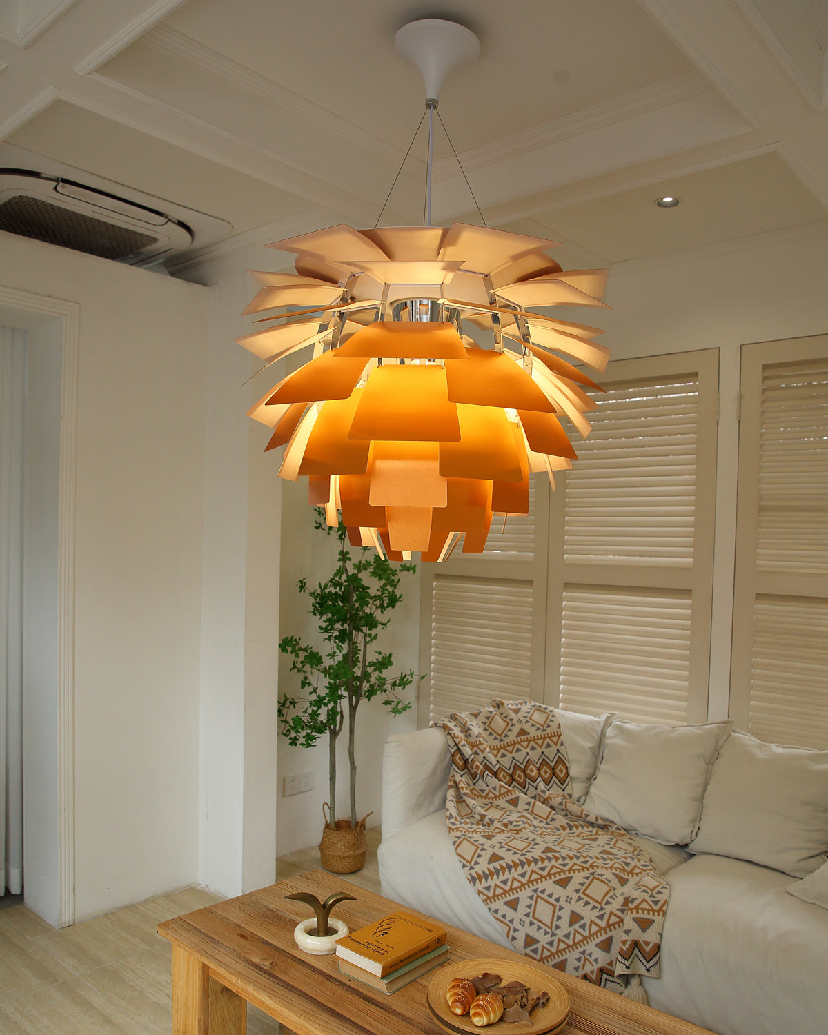Layered Metal Fixture 19 in Wide Warm White E27 Socket Adjustable Height Kitchen Island Dining Room Cord Suspended Overhead Lighting Texture