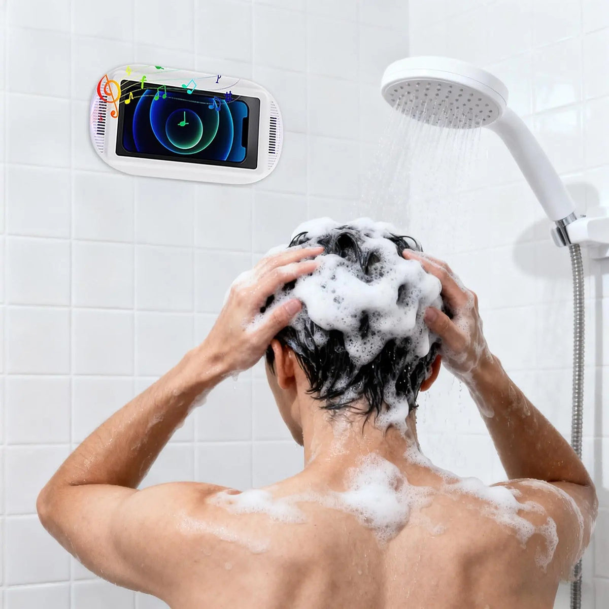 Wall-Mount Rotating Waterproof Phone Case for Shower & Bathroom with Touch Screen Access