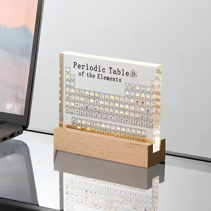 Illuminated Periodic Table of Elements Display – Modern LED Design with Wooden Base