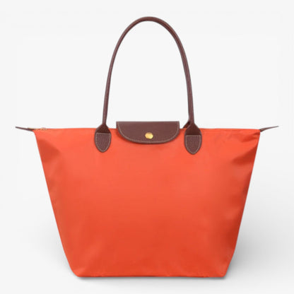 Water-Resistant Nylon Tote Bag with Leather Accents – Spacious Everyday Carry Purse for Work Travel Shopping