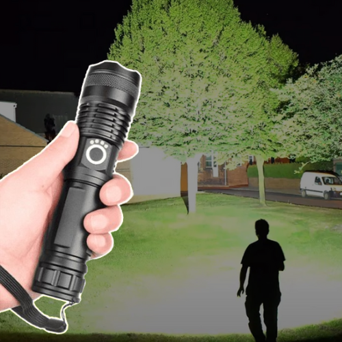 Rechargeable LED Tactical Flashlight USB Zoom Adjustable 90000 Lumen Handheld Torch for Camping Hiking Emergency