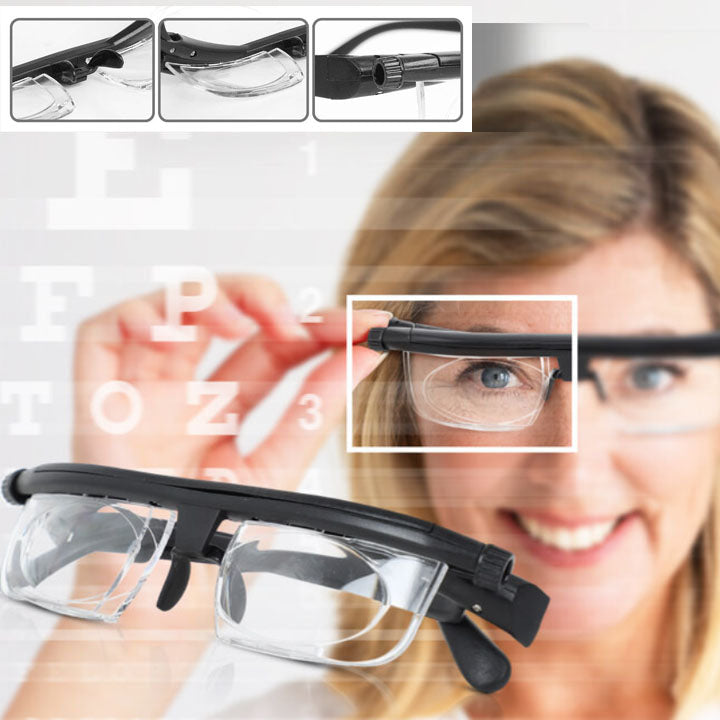 Adjustable Focus Reading Glasses with Dial Control for Near and Distance Vision, Variable Strength Eyewear for Men and Women