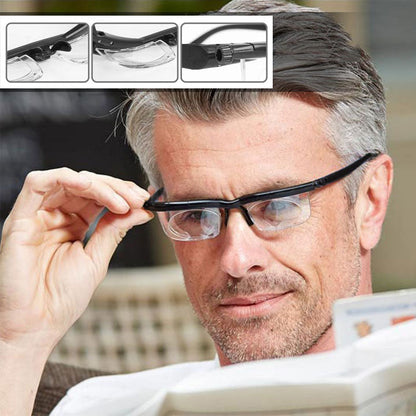 Adjustable Focus Reading Glasses with Dial Control for Near and Distance Vision, Variable Strength Eyewear for Men and Women