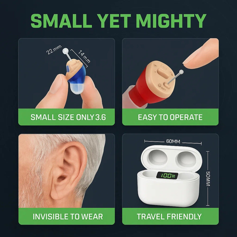 In-Ear Rechargeable Hearing Aids with Long-Lasting Battery | Comfortable Fit for Clear Sound