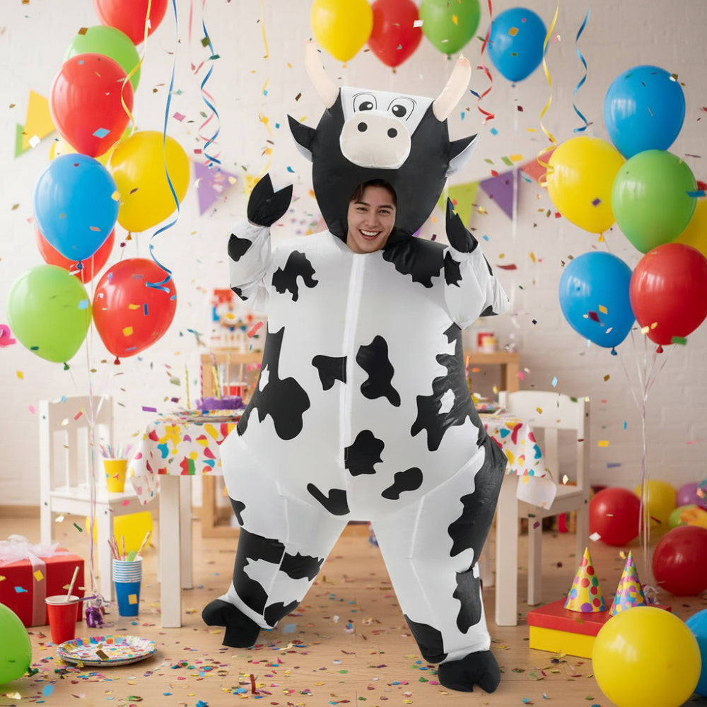 Déguisement de vache gonflable pour adultes au design accrocheur | Tenue amusante pour Halloween et les fêtes
