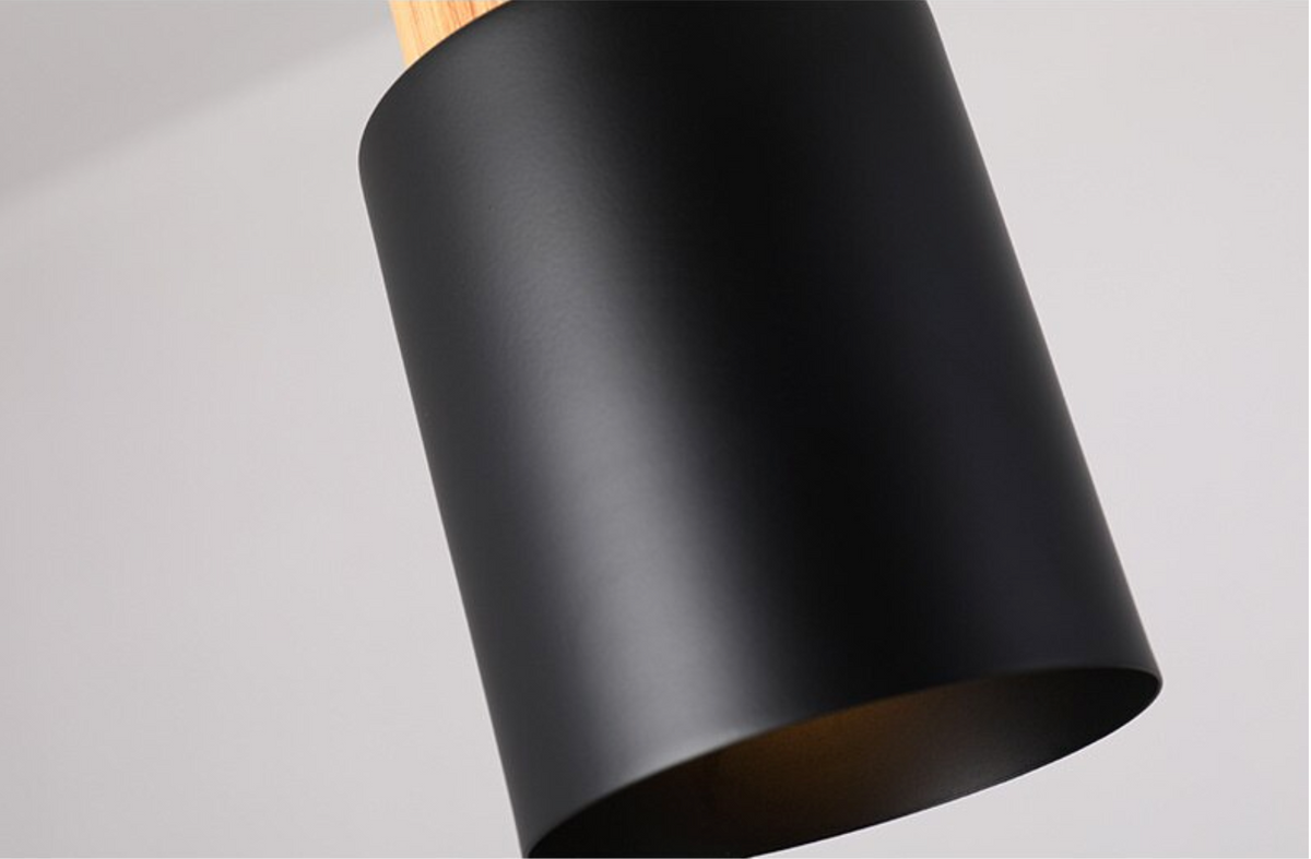 Mini Cylinder Drop Ceiling Light E27 Socket Wood & Iron Shade Adjustable Cord for Kitchen Island Dining Table Bedroom Scandinavian Style Han
